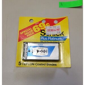 Vintage Schick‎ Plus Platinum Razor Blade Pack of 5 Blades New Old Stock A